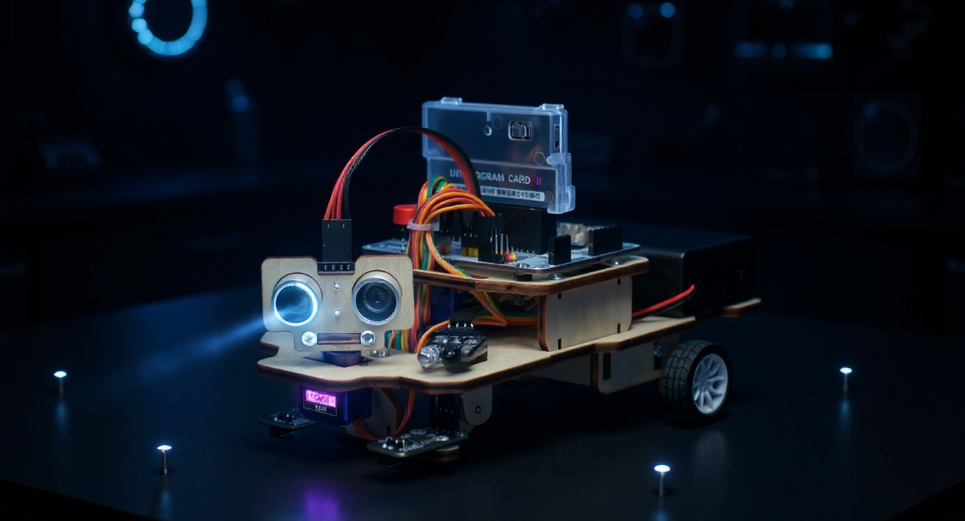 Autonomous Navigation course — autonomous robot car navigating a cyberpunk obstacle course