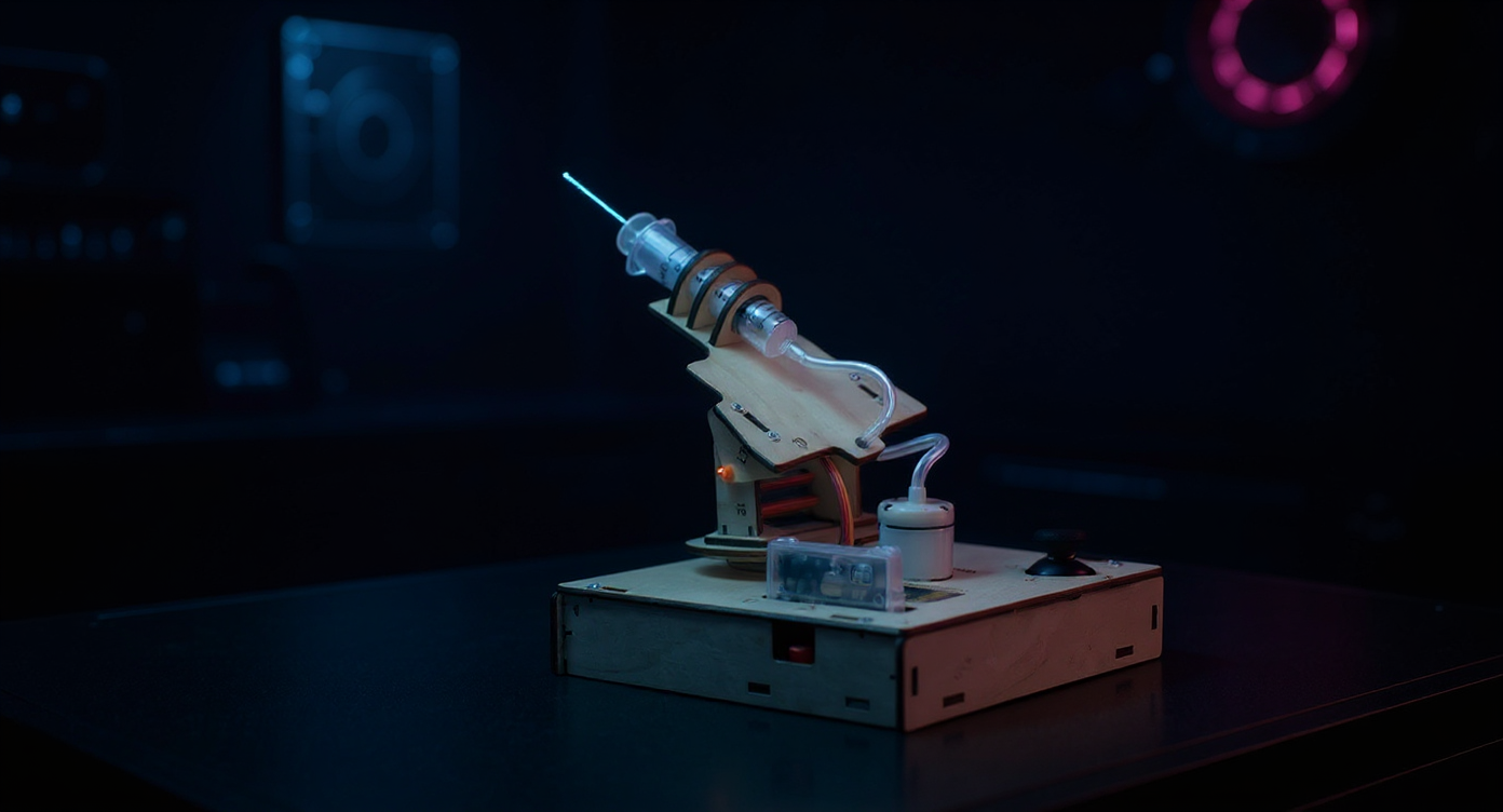 Defense Systems & Targeting course — AI-powered tracking turret in a cyberpunk scene